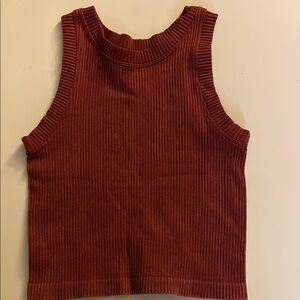 Aura Ribbed Knit Top in Deep Brown